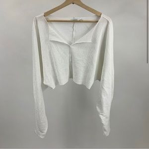 Kimchi Blue Ribbed Long Sleeve Crop Top Blouse S